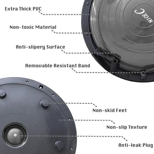 Alt view image 2 of 7 - Balance Ball, Half Ball, Balance Ball, Exercise Workout Trainer, with Resistant Band, Strength Fitness Yoga with Bonus Foot Pump
