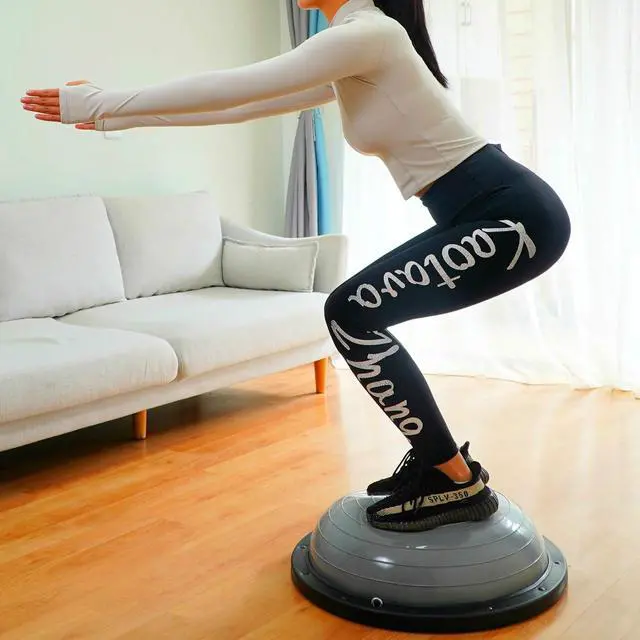 Alt view image 4 of 7 - Balance Ball, Half Ball, Balance Ball, Exercise Workout Trainer, with Resistant Band, Strength Fitness Yoga with Bonus Foot Pump