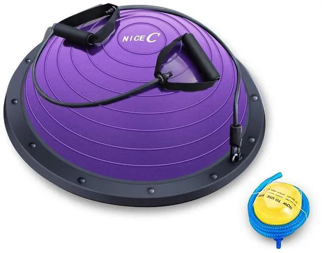 Main image of Balance Ball, Half Ball, Balance Ball, Exercise Workout Trainer, with Resistant Band, Strength Fitness Yoga with Bonus Foot Pump