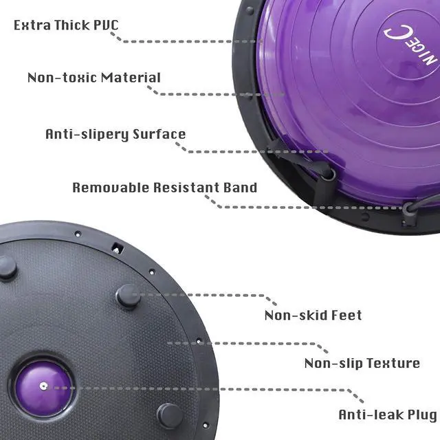Alt view image 2 of 7 - Balance Ball, Half Ball, Balance Ball, Exercise Workout Trainer, with Resistant Band, Strength Fitness Yoga with Bonus Foot Pump