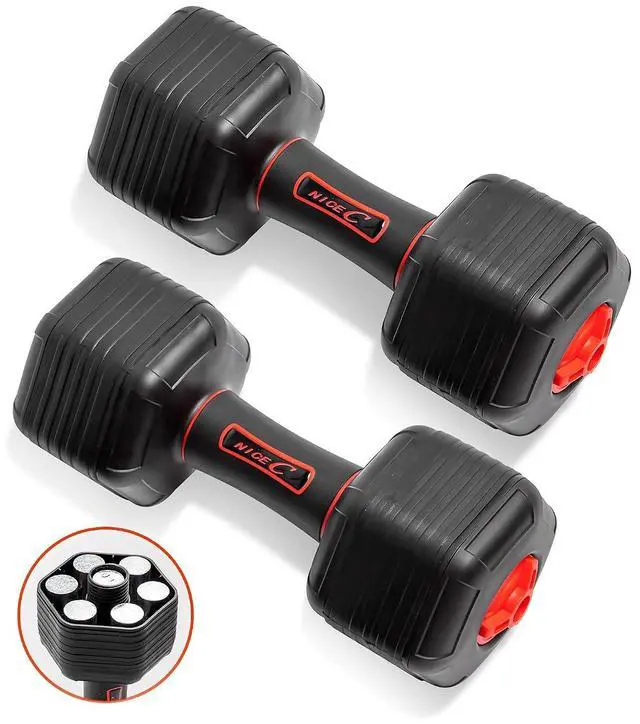 Main image of Adjustable Dumbbells Weights, Neoprene All-in-1 Options, Non-Slip, All-Purpose, Home, Gym, Office