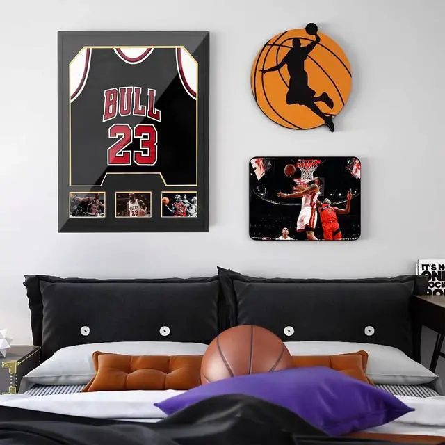 Alt view image 2 of 7 - Jersey Frame Display Cases, Jersey Frame with Picture Slots, Jersey Shadow Box Display Case, 98% UV Protection, Football, Basketball (1 Pack, Black&Gold)