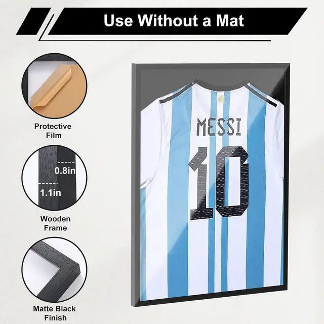 Alt view image 5 of 7 - Jersey Frame Display Cases, Jersey Frame with Picture Slots, Jersey Shadow Box Display Case, 98% UV Protection, Football, Basketball (1 Pack, Black&Gold)