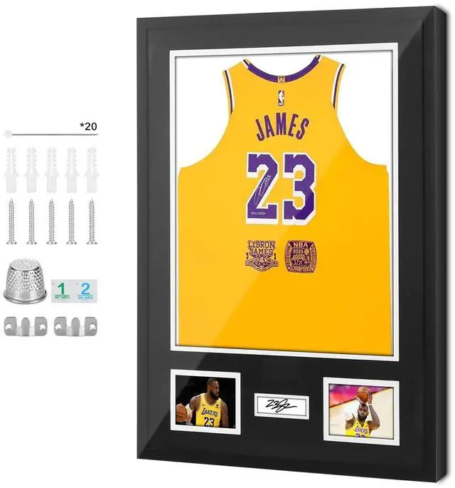Main image of Jersey Frame Display Cases, Jersey Frame with Pictures Photos Slots, Jersey Shadow Box Shirt Wall Display Case, Signature Display, 98% UV Protection, Football Basketball Soccer (1 Pack)