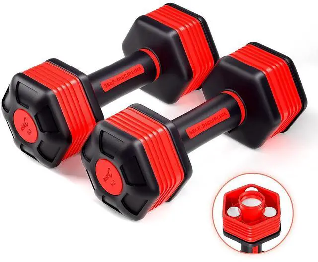 Main image of Adjustable Dumbbells Weights, Neoprene All-in-1 Options, Non-Slip, All-Purpose, Home, Gym, Office