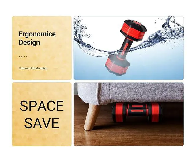 Alt view image 3 of 7 - Adjustable Dumbbells Weights, Neoprene All-in-1 Options, Non-Slip, All-Purpose, Home, Gym, Office