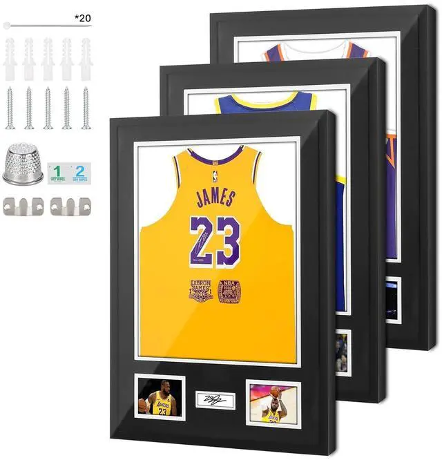 Main image of Jersey Frame Display Cases, Jersey Frame with Pictures Photos Slots, Jersey Shadow Box Shirt Wall Display Case, Signature Display, 98% UV Protection, Football Basketball Soccer (3 Pack)