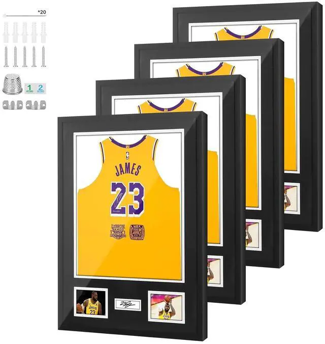 Main image of Jersey Frame Display Cases, Jersey Frame with Pictures Photos Slots, Jersey Shadow Box Shirt Wall Display Case, Signature Display, 98% UV Protection, Football Basketball Soccer (4 Pack)