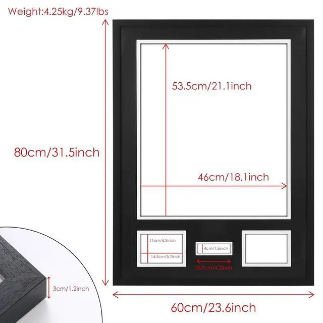 Alt view image 2 of 7 - Jersey Frame Display Cases, Jersey Frame with Pictures Photos Slots, Jersey Shadow Box Shirt Wall Display Case, Signature Display, 98% UV Protection, Football Basketball Soccer (4 Pack)