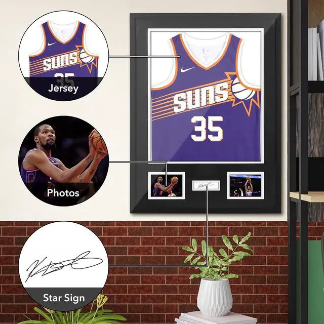 Alt view image 3 of 7 - Jersey Frame Display Cases, Jersey Frame with Pictures Photos Slots, Jersey Shadow Box Shirt Wall Display Case, Signature Display, 98% UV Protection, Football Basketball Soccer (1 Pack)