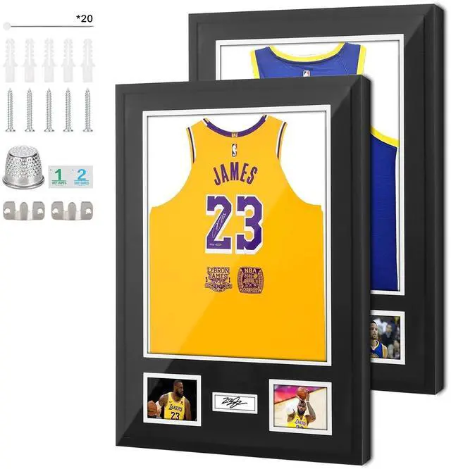 Main image of Jersey Frame Display Cases, Jersey Frame with Pictures Photos Slots, Jersey Shadow Box Shirt Wall Display Case, Signature Display, 98% UV Protection, Football Basketball Soccer (2 Pack)