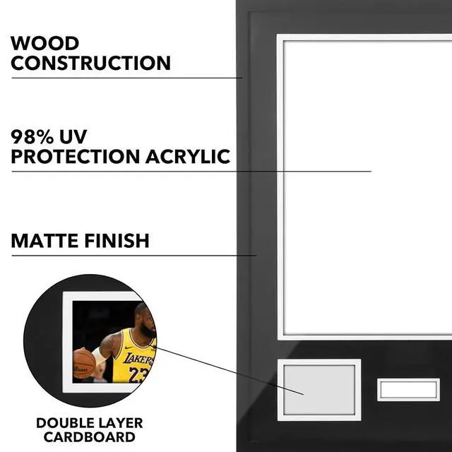 Alt view image 7 of 7 - Jersey Frame Display Cases, Jersey Frame with Pictures Photos Slots, Jersey Shadow Box Shirt Wall Display Case, Signature Display, 98% UV Protection, Football Basketball Soccer (1 Pack)