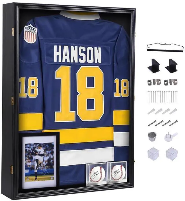 Main image of XL Jersey Frame Display Case, Hockey Jersey Frame Display Case, 28x37 inch Extra Large Deep Jersey Shadow Box, Jacket Football Jersey T Shirt Display, Baseball Case, UV Protection, Acrylic