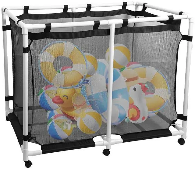 Main image of Pool Storage, Pool Noodles Holder, Pool Toy Caddy Organizer, 214 Gallons 48.4 L Extra Large, Pool Float Storage, Waterproof Pool Storage Bins, Rolling Poolside Mesh Container, Outdoor