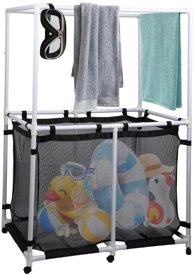 Main image of Pool Storage, Pool Noodles Holder, Pool Toy Storage, 214 Gallons 48.4 L Extra Large, Pool Float Storage, Waterproof Pool Storage Bins, Rolling Poolside Mesh Container (Top Rack)