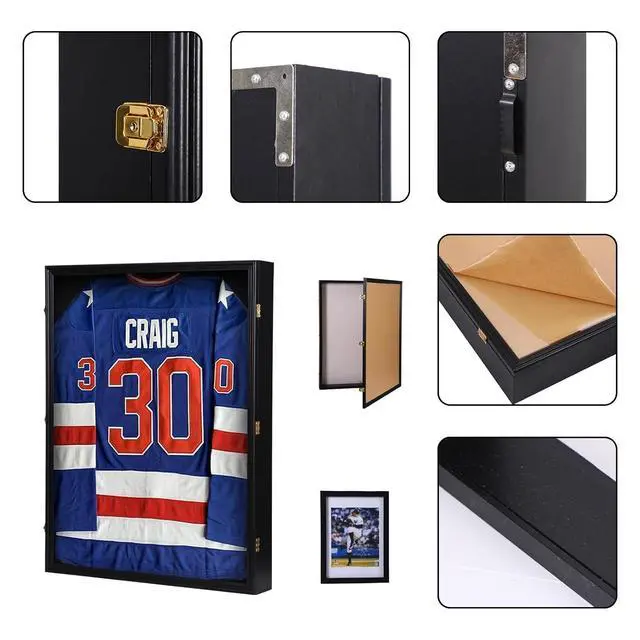 Alt view image 3 of 7 - XL Jersey Frame Display Case, Hockey Jersey Frame Display Case, 28x37 inch Extra Large Deep Jersey Shadow Box, Jacket Football Jersey T Shirt Display, Baseball Case, UV Protection, Acrylic