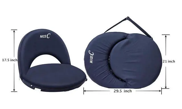 Alt view image 3 of 7 - Stadium Seats, Floor Chairs, Bleacher Chairs, 10-Position Reclining Waterproof Cushion, Ultralight, Foldable, Extra Thick Padding, with Shoulder Strap & Net Pocket (Set of 2 Black)