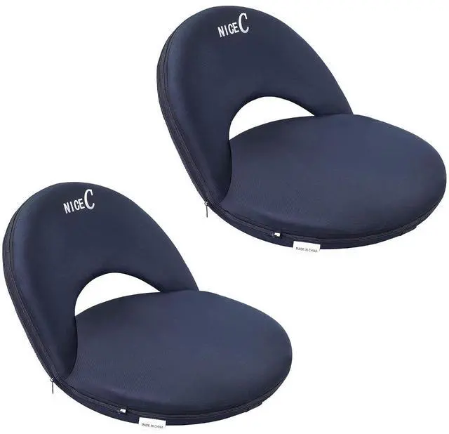 Main image of Stadium Seats, Floor Chairs, Bleacher Chairs, 10-Position Reclining Waterproof Cushion, Ultralight, Foldable, Extra Thick Padding, with Shoulder Strap & Net Pocket (Set of 2 Black)