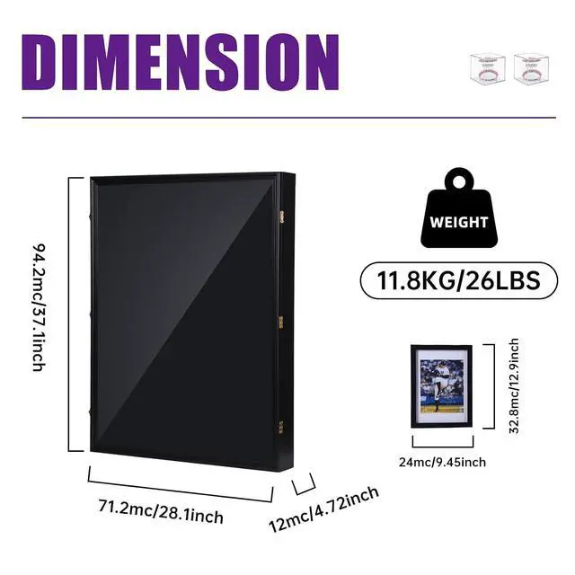 Alt view image 6 of 7 - XL Jersey Frame Display Case, Hockey Jersey Frame Display Case, 28x37 inch Extra Large Deep Jersey Shadow Box, Jacket Football Jersey T Shirt Display, Baseball Case, UV Protection, Acrylic