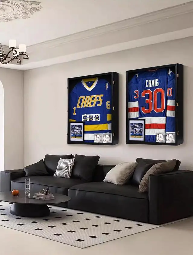 Alt view image 5 of 7 - XL Jersey Frame Display Case, Hockey Jersey Frame Display Case, 28x37 inch Extra Large Deep Jersey Shadow Box, Jacket Football Jersey T Shirt Display, Baseball Case, UV Protection, Acrylic