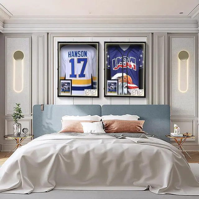 Alt view image 4 of 6 - XL Jersey Frame Display Case with Light, Hockey Jacket Football Jersey T Shirt Display, 28x37 inch Extra Large Deep Jersey Shadow Box, Baseball Case, UV Protection, Acrylic (LED Extra Large)