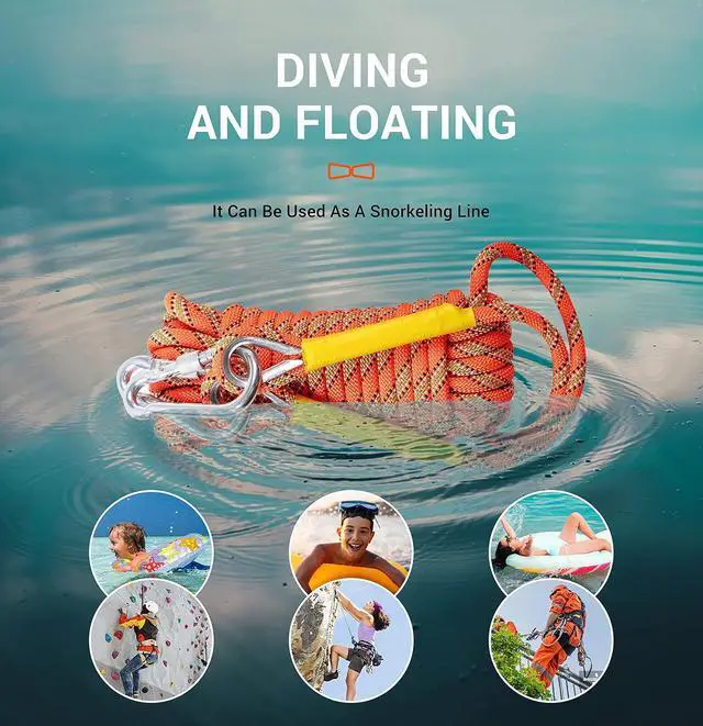 Alt view image 5 of 7 - Climbing Rope, Rescue Rope, Construction Rope, Rock Climbing Rope, Static 10mm 32ft/64ft/96ft/160ft/230ft/500ft/985ft/1000ft with Carry Bag (Orange, 300M(985FT))