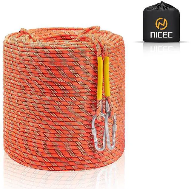 Main image of Climbing Rope, Rescue Rope, Construction Rope, Rock Climbing Rope, Static 10mm 32ft/64ft/96ft/160ft/230ft/500ft/985ft/1000ft with Carry Bag (Orange, 70M(230ft))