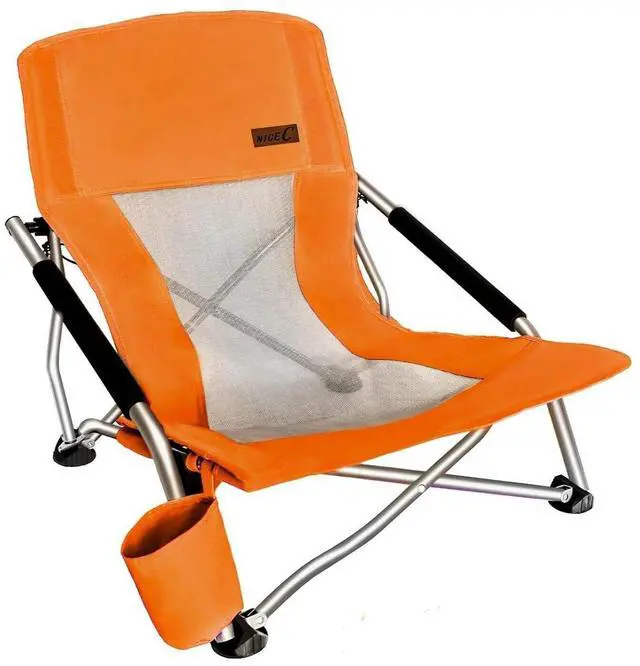 Main image of Low Beach Camping Folding Chair, Compact Backpacking River Sand Chair,Sillas De Playa with Cup Holder, Carry Bag,Heavy Duty Outdoor,Camping, Beach, Travel, Picnic, Festival (1 Pack, Orange)