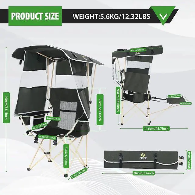 Alt view image 7 of 7 - Chair with Canopy, Chairs with Shades, Folding Chair with Canopy + Chair with Canopy, Chairs with Shades, Folding Chair with Canopy, Umbrella Chair