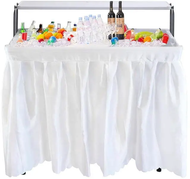 Main image of 4 ft Folding Ice Cooler Table, Party Cooler, Grazing Table, Tables with Drain, Bar Cooler Tables, with Matching Skirt, Storage Shelf (White)