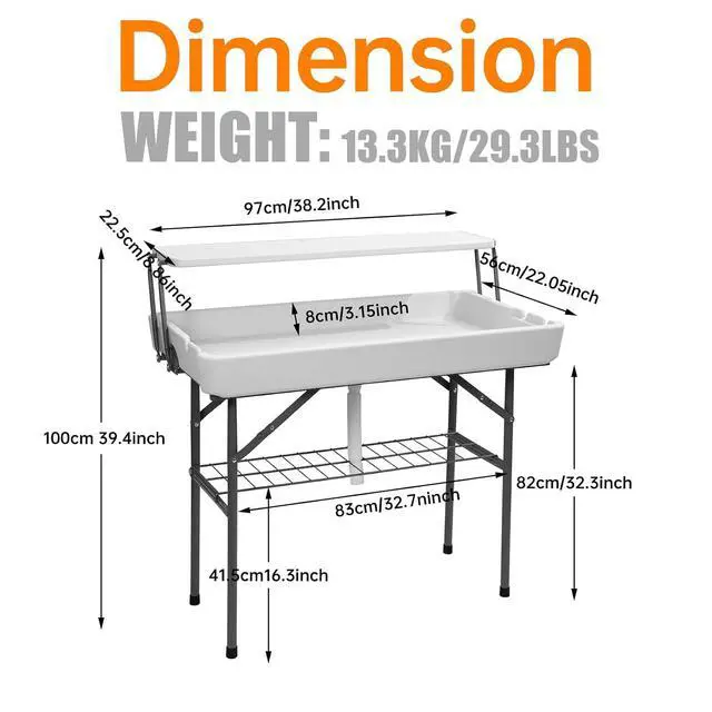 Alt view image 3 of 6 - 4 ft Folding Ice Cooler Table, Party Cooler, Grazing Table, Tables with Drain, Bar Cooler Tables, with Matching Skirt, Storage Shelf (White)