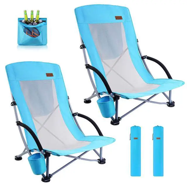 Alt view image 5 of 7 - 1 Pack Folding Table with Cooler + 2 Pack Camping Folding Chair with Cooler