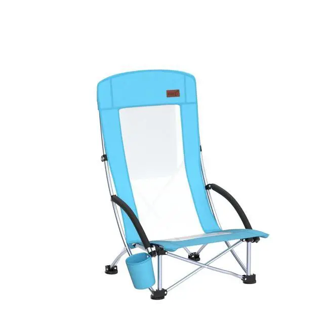 Alt view image 5 of 7 - Beach Chair, Sling Sand River Chairs for Adults, Sillas De Playa, Beach Seat with Cooler High Back, Cup Holder & Carry Bag, Outdoor, Camping, Beach, Travel, Picnic, Festival (Set of 2 Blue)