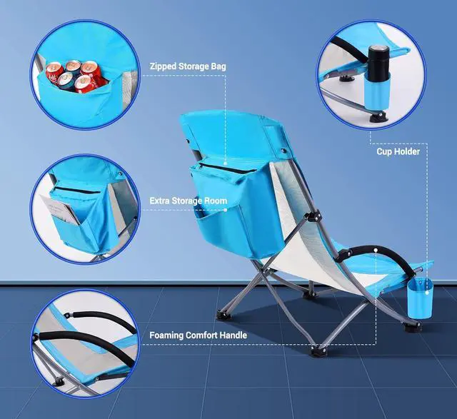 Alt view image 7 of 7 - Ultralight High Back Chair + 2 Pack Cooler Beach Chair