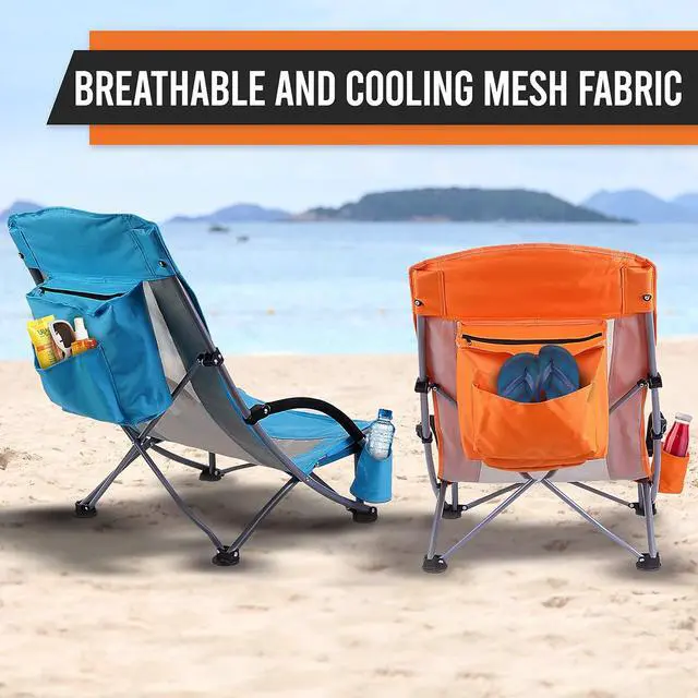 Alt view image 7 of 7 - 1 Pack Folding Table with Cooler + 2 Pack Camping Folding Chair with Cooler