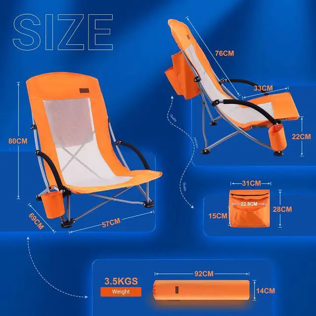 Alt view image 2 of 7 - 2 Backpack Beach Chair with Umbrella + 2 Pack Beach Chair with Cooler