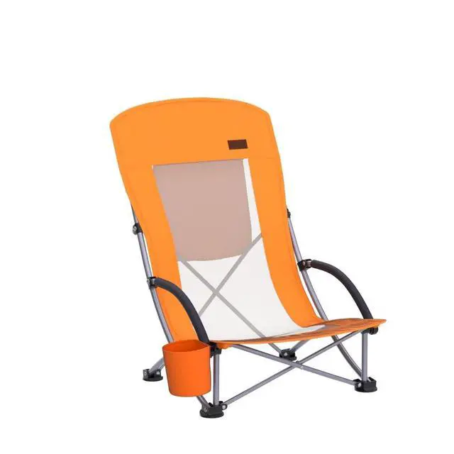 Alt view image 5 of 7 - Beach Chair, Beach Chairs for Adults 2 Pack w/Cooler Compact High Back, Cup Holder & Carry Bag & Heavy Duty Outdoor, Camping, BBQ, Travel, Picnic, Festival (Set of 2 Orange)
