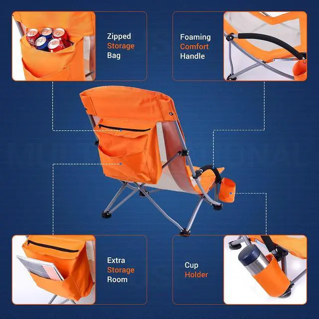 Alt view image 5 of 7 - 2 Backpack Beach Chair with Umbrella + 2 Pack Beach Chair with Cooler