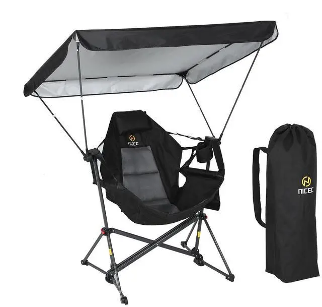 Main image of Hammock Camping Chair with Canopy, Portable Swinging Camping Chair with Shade, Outdoor Folding Swinging Umbrella Chairs, Rocking Camping Chairs, with Adjustable Canopy, Cup Holder (1 Pack)