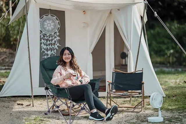 Alt view image 6 of 7 - Camping Chairs, Oversized XL Padded Camping Chair Camping Table, Folding Table Height Adjustable, Camp Table, Storage Kitchen Table