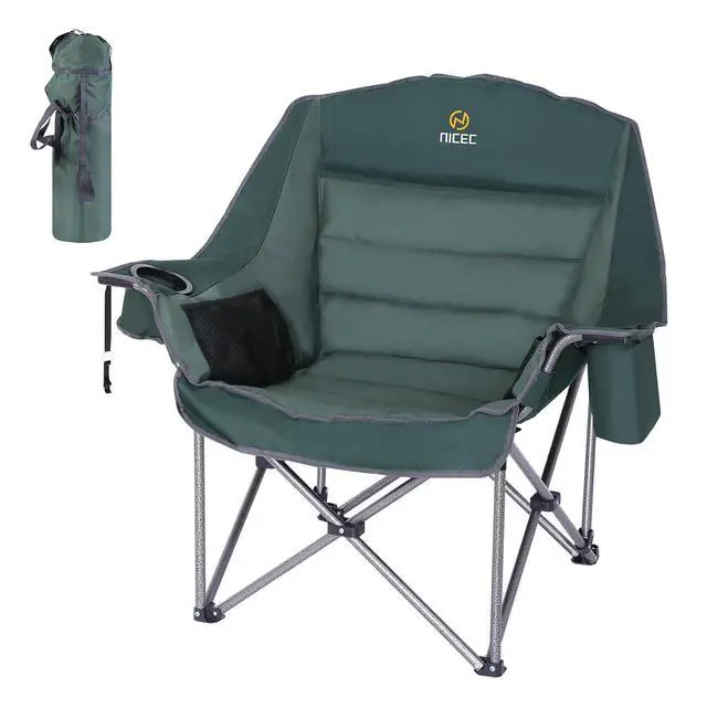 Alt view image 5 of 7 - Camping Chairs, Oversized XL Padded Camping Chair Camping Table, Folding Table Height Adjustable, Camp Table, Storage Kitchen Table