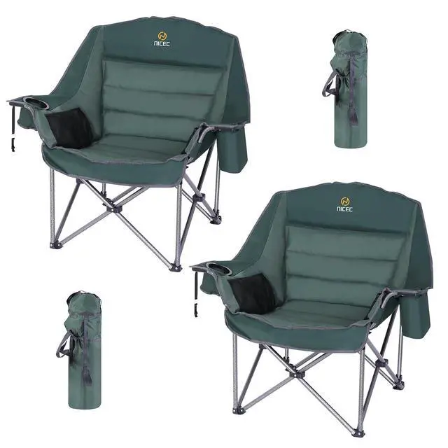 Alt view image 6 of 7 - Camping Chairs, Oversized XL Padded Camping Chair, Outdoor Chair (Two Green) + Toddler Beach Chair, Baby Beach Chair, Kids Beach Chair, Kids Camping Chair 2-P