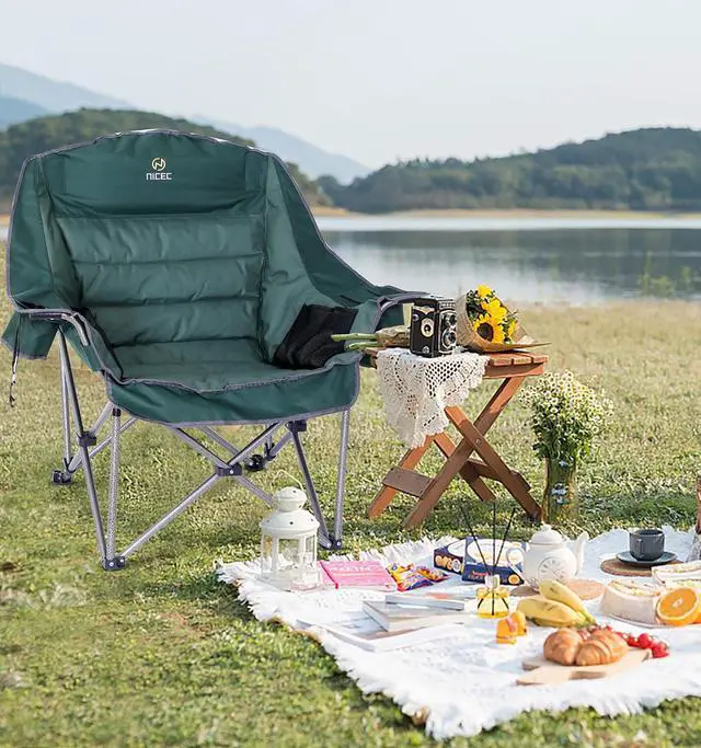 Alt view image 7 of 7 - Camping Chairs, Oversized XL Padded Camping Chair, Outdoor Chair (Two Green) + Toddler Beach Chair, Baby Beach Chair, Kids Beach Chair, Kids Camping Chair 2-P