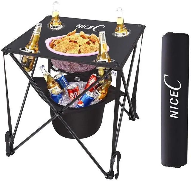 Main image of Camping Cooler with Table, Canvas Table, Tailgating & Beach Tables, Ultralight Compact with Carry Bag for Outdoor, Portable Drink Table Picnic