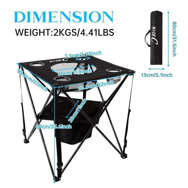Alt view image 6 of 6 - Camping Cooler with Table, Canvas Table, Tailgating & Beach Tables, Ultralight Compact with Carry Bag for Outdoor, Portable Drink Table Picnic