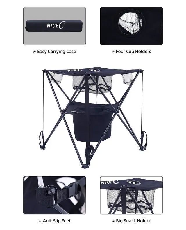 Alt view image 4 of 6 - Camping Cooler with Table, Canvas Table, Tailgating & Beach Tables, Ultralight Compact with Carry Bag for Outdoor, Portable Drink Table Picnic