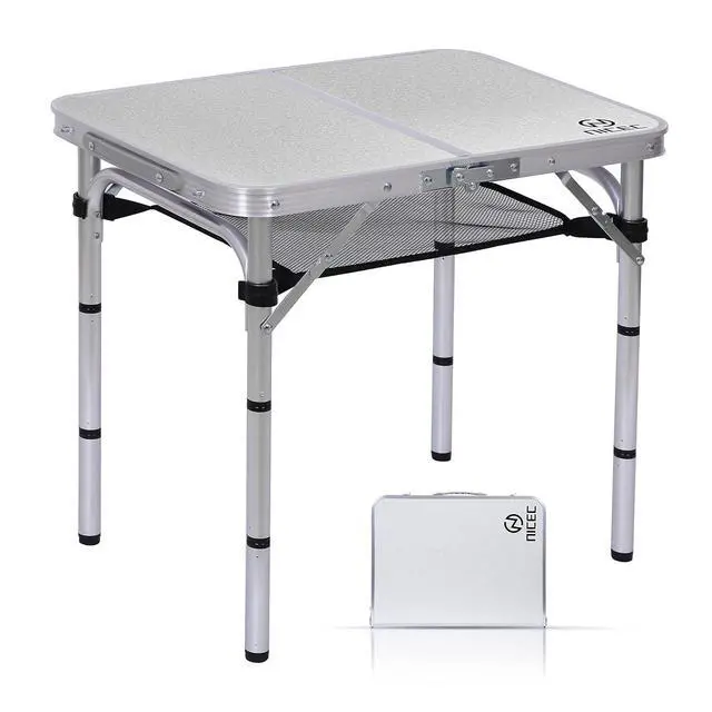 Main image of Card Table, Folding Picnic Table, Small Table, Adjustable Height Folding Table, Camping, Outdoor, Portable Lightweight Aluminum, with Carry Handle for Beach, Indoor, Office (Small)