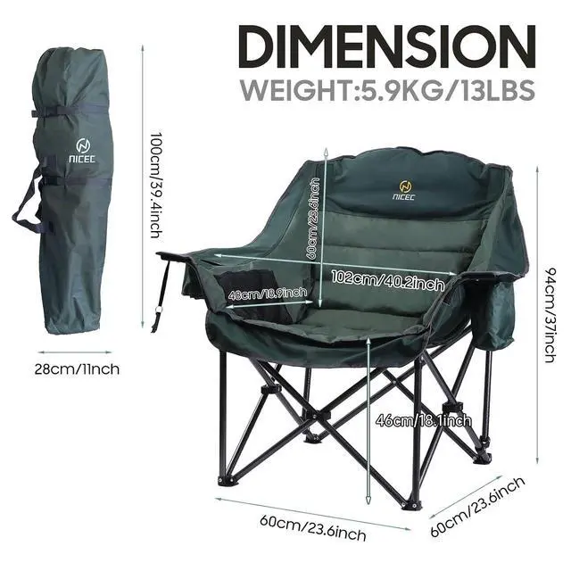 Alt view image 3 of 7 - Chair with Canopy, Heated Camping Chair with Battery, Shade, Removable Footrest Heated Camping Chairs with Battery, Heavy Duty 400lb, Carry Bag, Cup Holder & Cooler