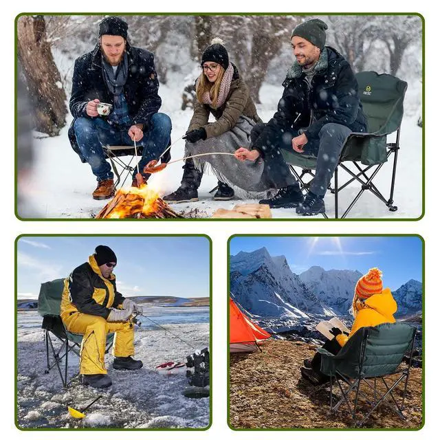Alt view image 5 of 7 - Chair with Canopy, Heated Camping Chair with Battery,Removable Footrest Heated Camping Chairs with Battery, Wide&Thick, Heavy Duty 400lb, Carry Bag, Cup Holder