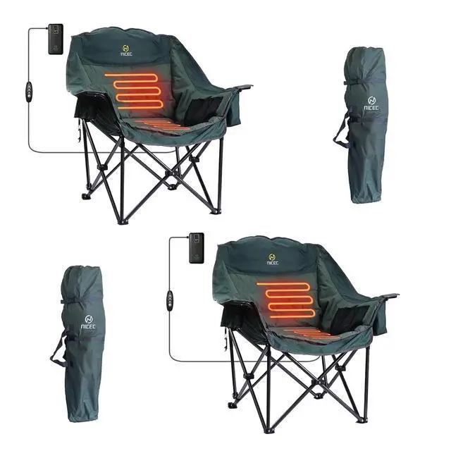 Alt view image 4 of 7 - Chair with Canopy, Heated Camping Chair with Battery,Removable Footrest Heated Camping Chairs with Battery, Wide&Thick, Heavy Duty 400lb, Carry Bag, Cup Holder